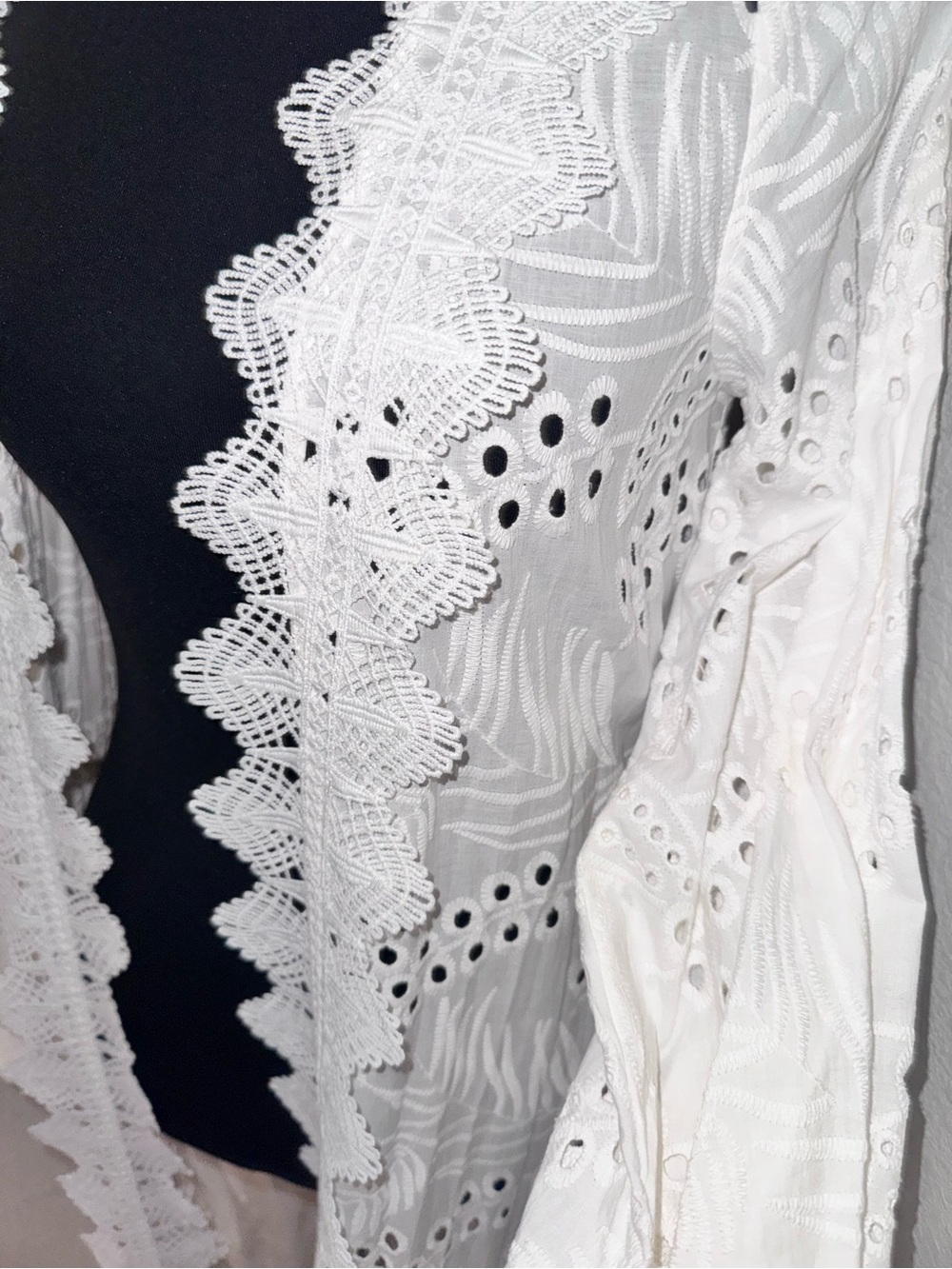 A Loves A White Eyelet Lace Duster Cardigan 100% Cotton NWT - Picture 2 of 5